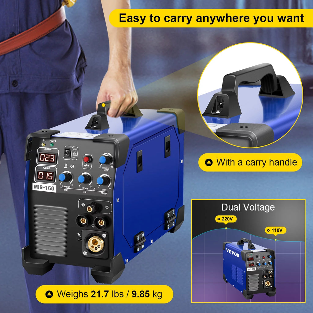 160 Amp 3 in 1 MIG TIG Arc Welder 110V/220V DC Welding Machine G910