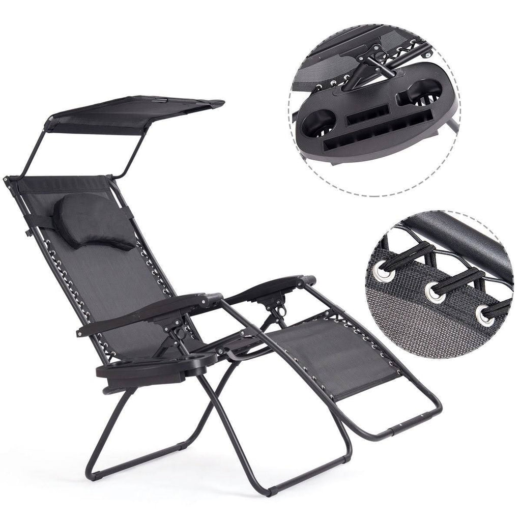 Folding Recliner Lounge Chair with Cup Holder V8489