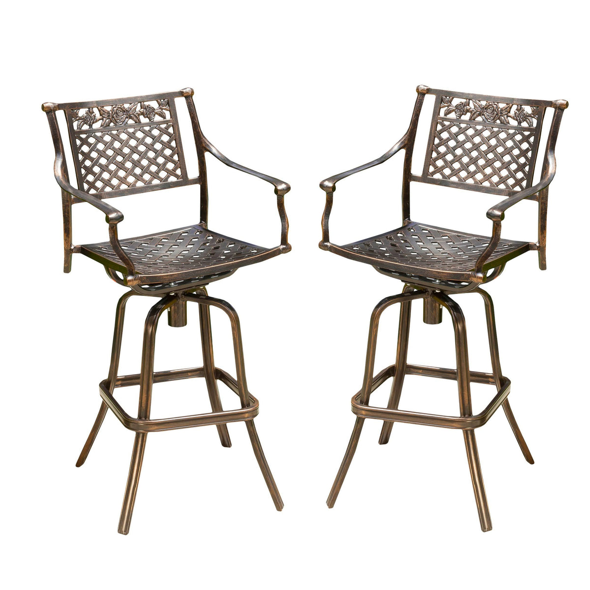 Cast Aluminum Swivel Bar Stools Set of 2 B623