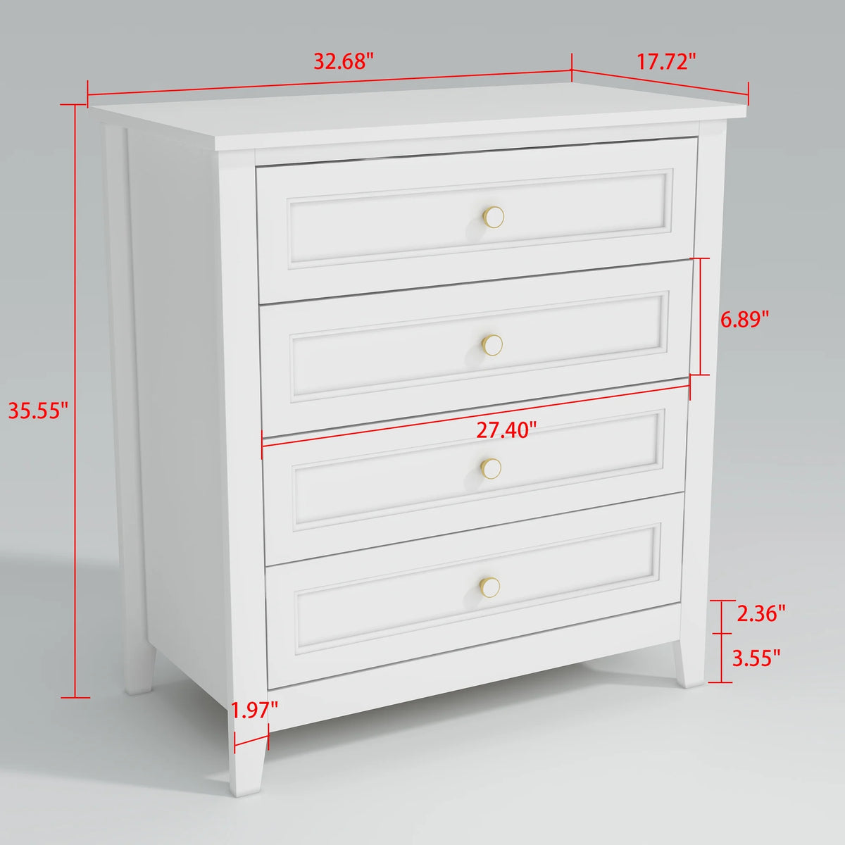 Solid Wood 4 Drawer Dresser P5155