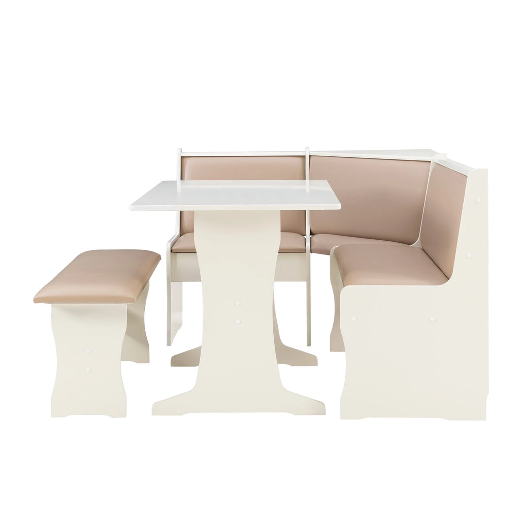 Tan Dining Table and Bench Set with Storage K69973