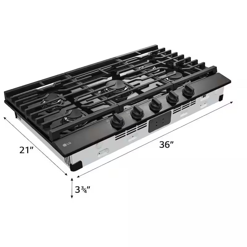 Black Stainless Steel 5 Burner Gas Cooktop P65291