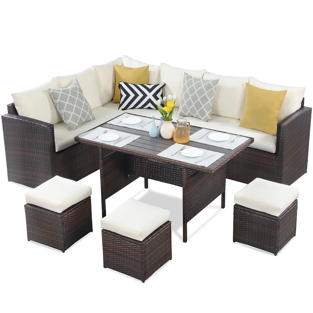 7 Pcs Outdoor Patio Furniture Set with Table and Chair Q167