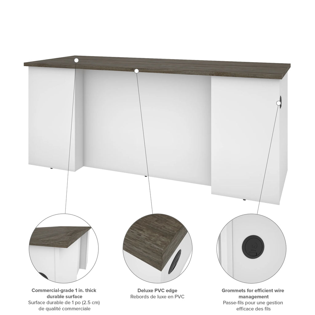 71W Desk Shell in Walnut Grey & White C58773