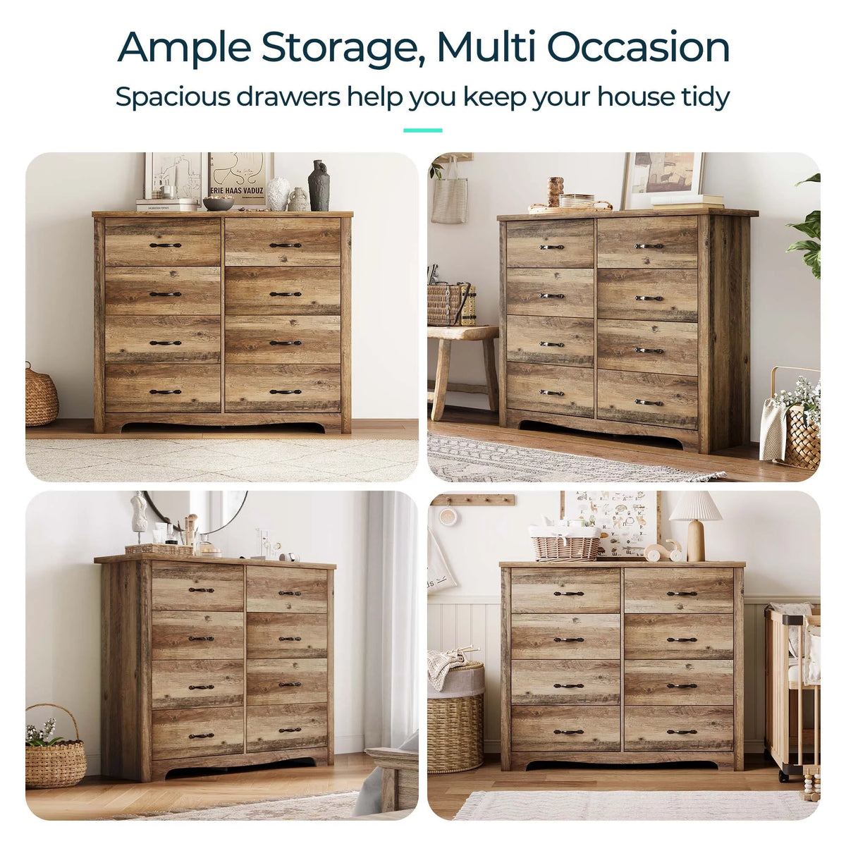 Black 8 Drawer Wood Dresser O556320