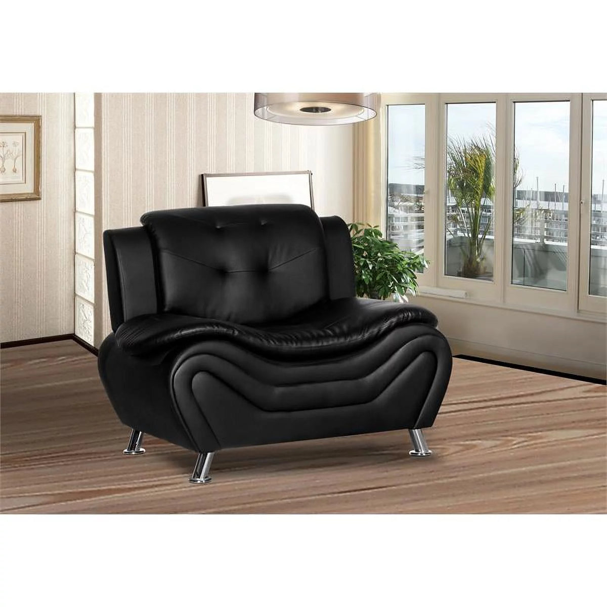 Black 3 Piece Sofa Loveseat and Armchair Living Room Set I552819