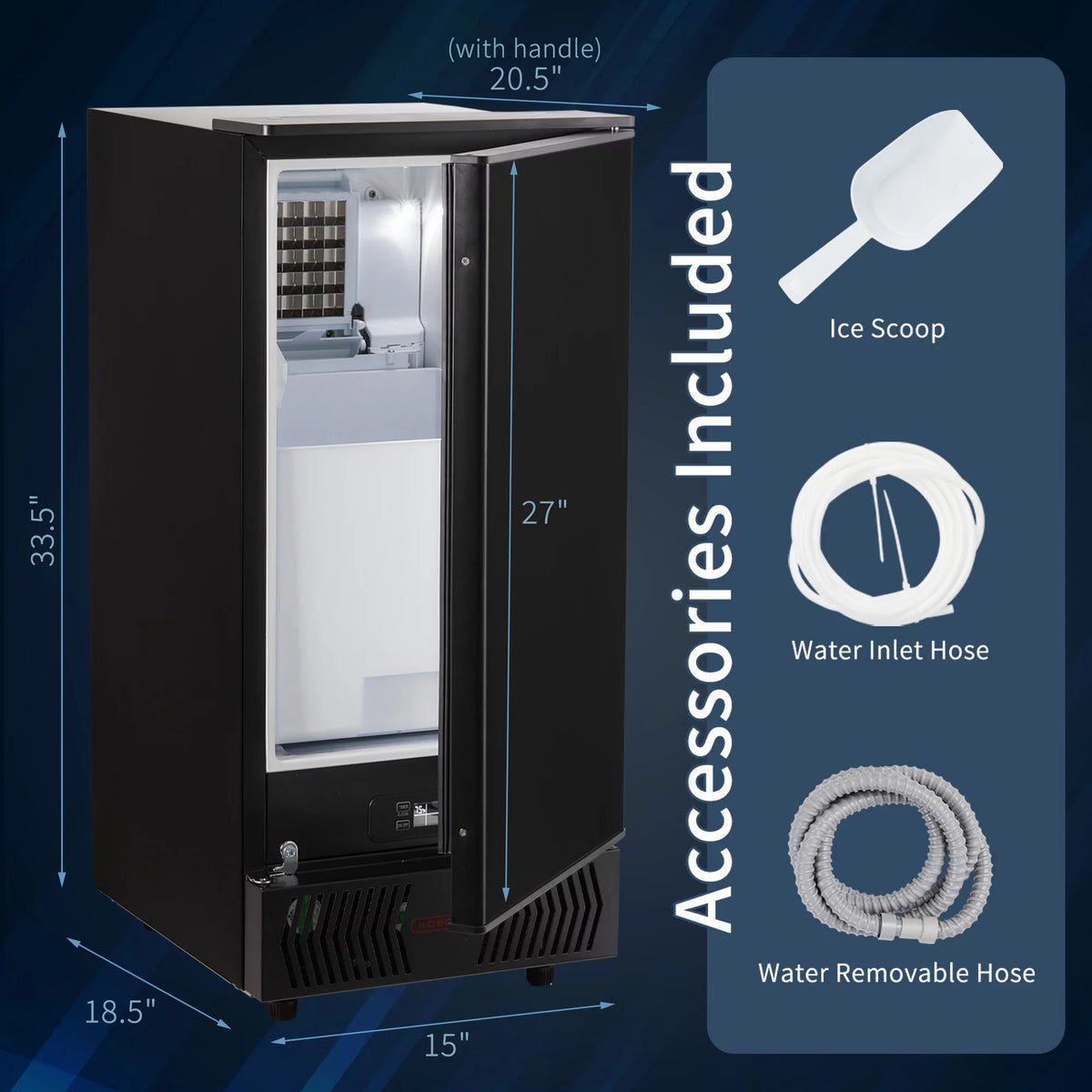 Commercial Ice Maker Machine 80lbs/24H Stainless Steel Black U87277