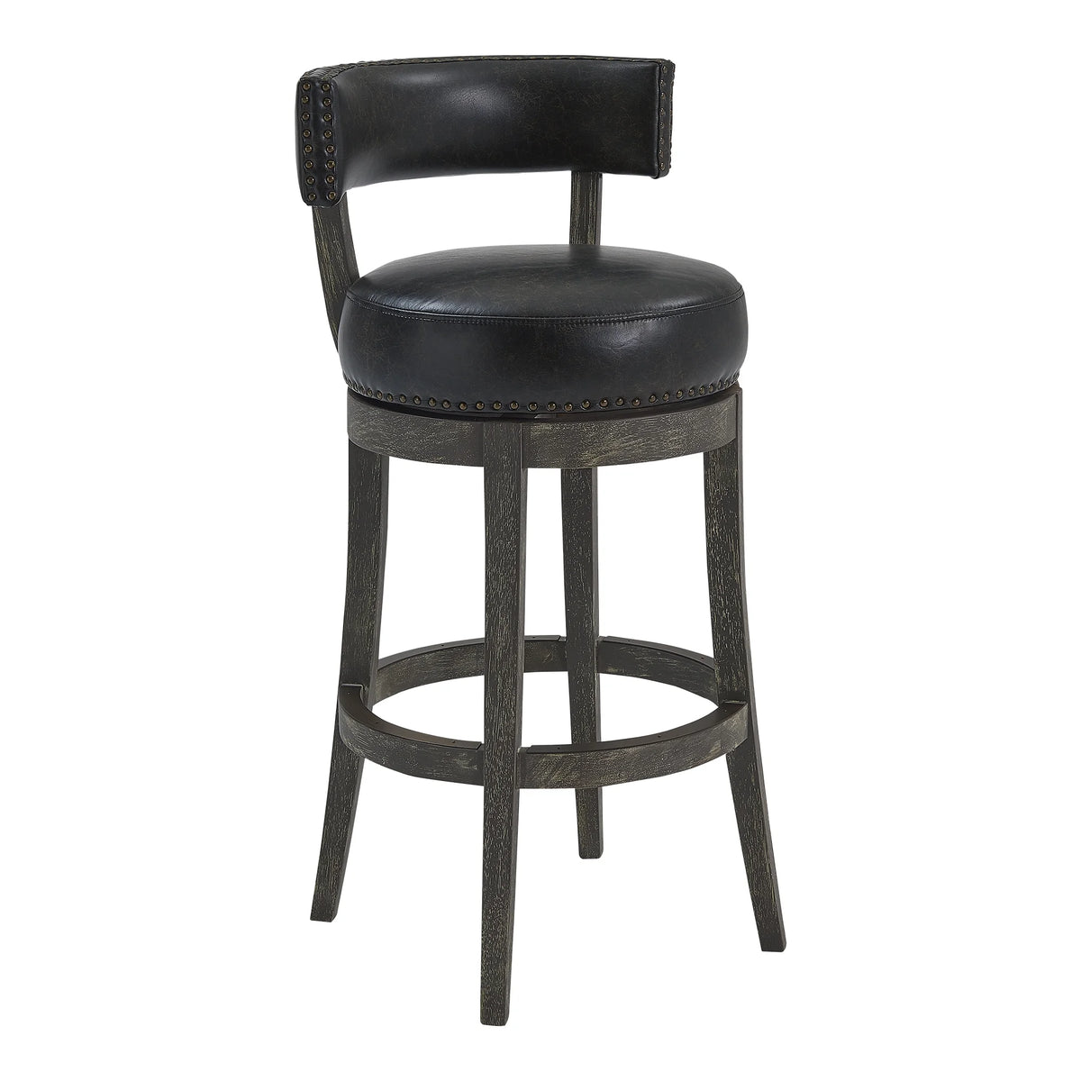 26" Wood Leather Swivel Counter Stool M446