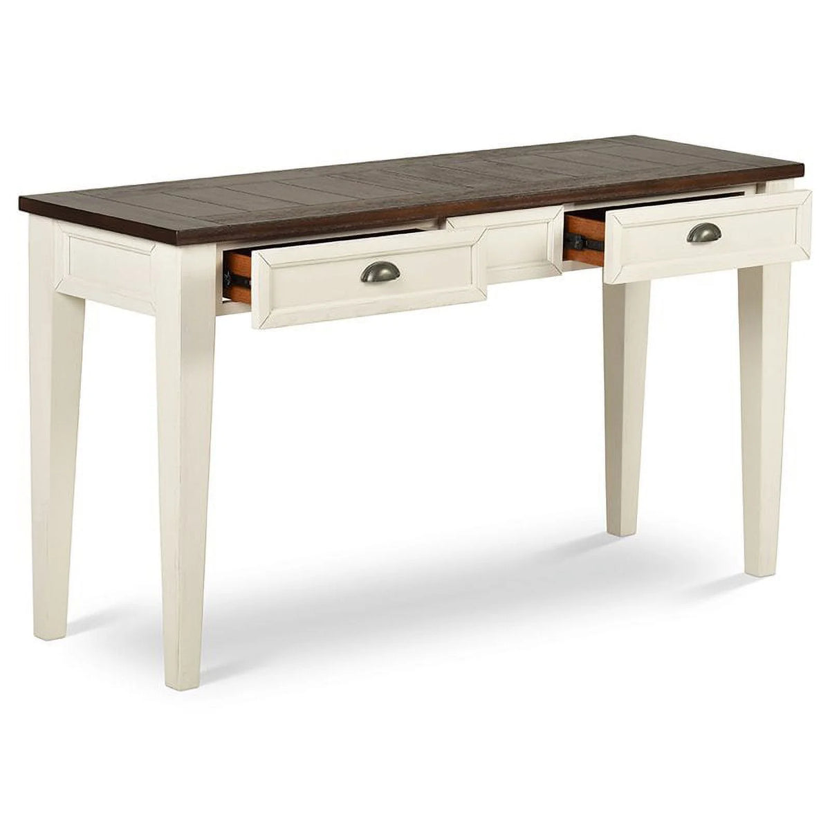 Farmhouse Wood Console Table in Dark Oak and White K8277