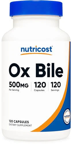 Ox Bile Capsules 500mg 120 Capsules Gluten Free Non-GMO H353
