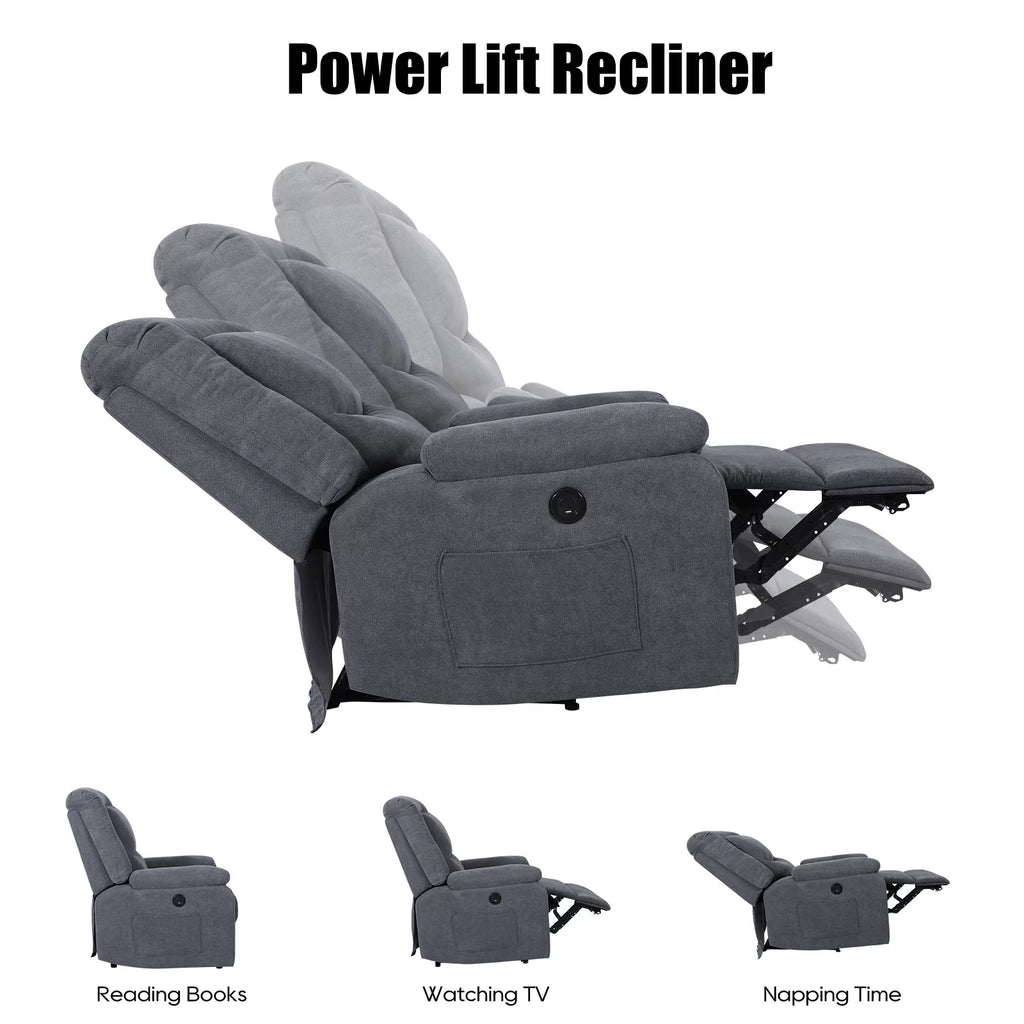 Fabric Electric Recliner Chair with Heated and Remote Control W695