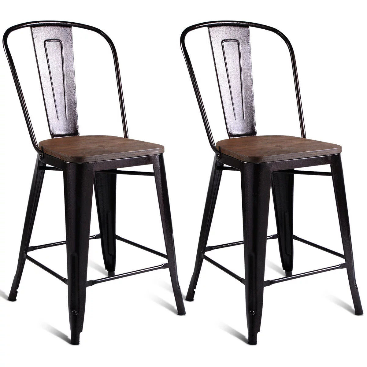 2 PC Metal Wood Counter Stool Z90975
