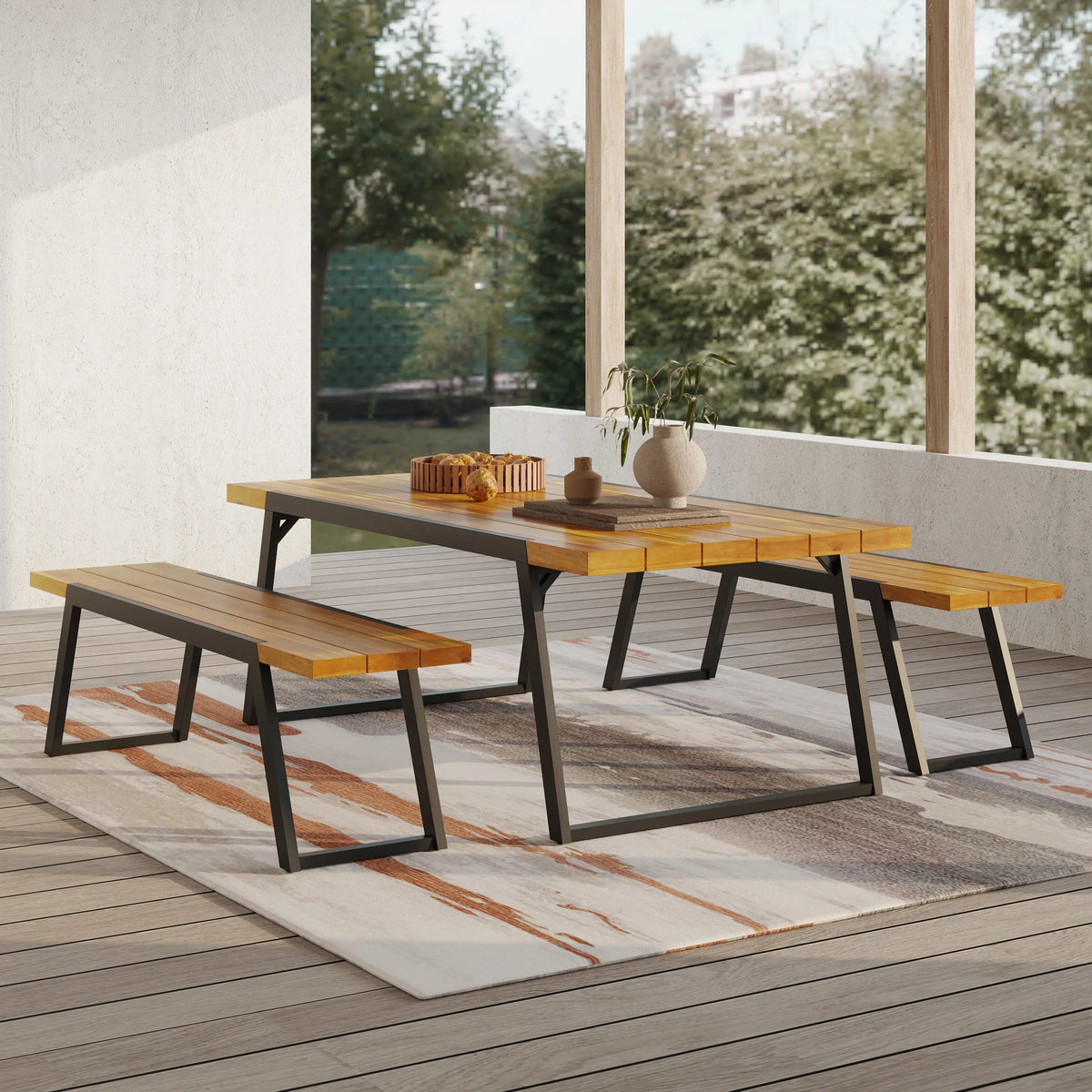 Acacia Wood 3 Piece Picnic Set R630785