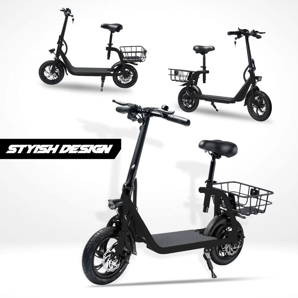 Foldable Electric Scooter with Seat and Carry Basket R527