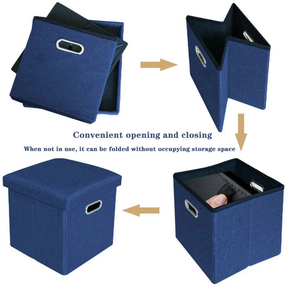 11.8'' Linen Foldable Storage Ottoman E89745