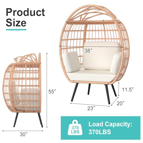 Oversized White Wicker Egg Chair with 4 Cushions D718888