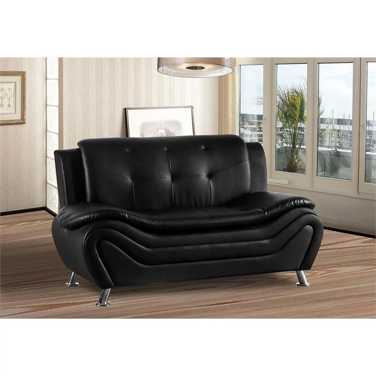 Black 3 Piece Sofa Loveseat and Armchair Living Room Set I552819