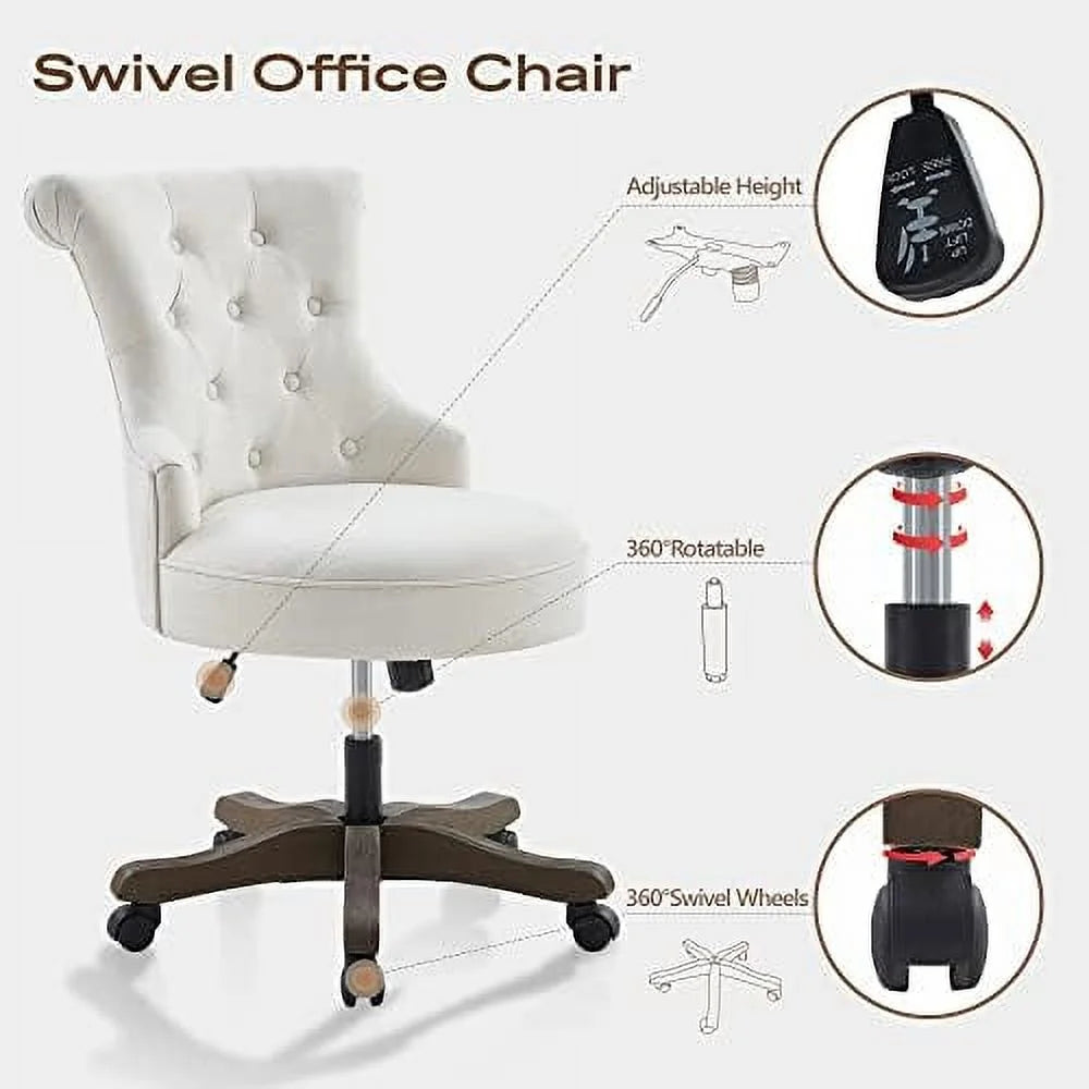Adjustable Swivel Linen Fabric Office Chair with Wheels B9141