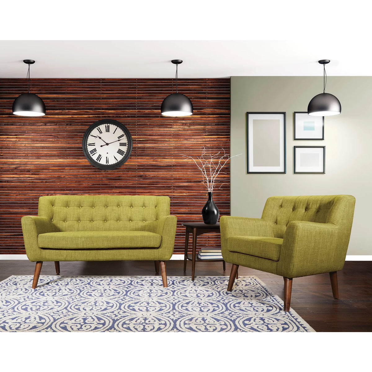 Mid-Century Green Fabric Loveseat J50696