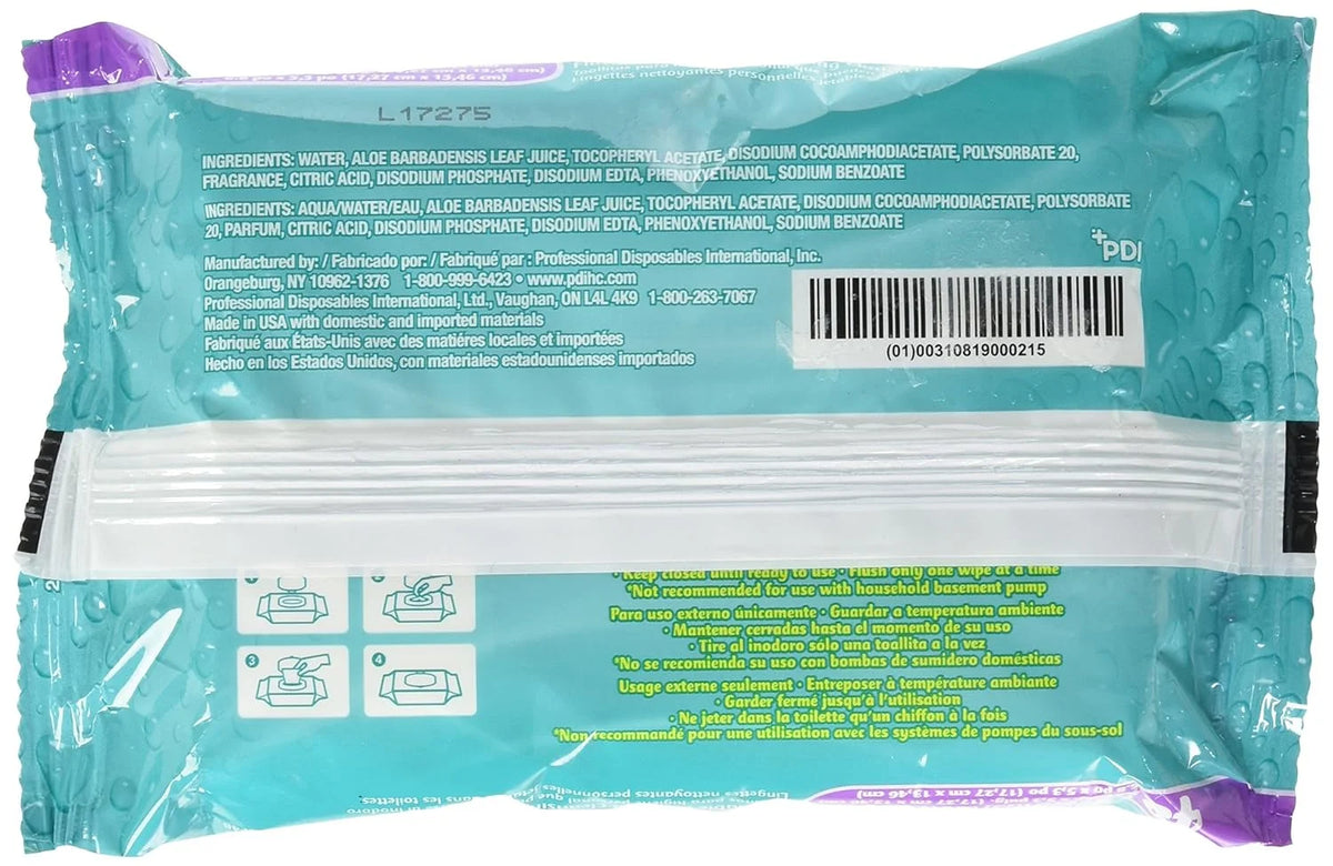 Hypoallergenic Moisturizing Personal Cleansing Cloths with Aloe & Vitamin E, 48 Wipes, Pack of 6 W718407