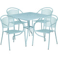 Indoor-Outdoor Steel Patio Table Set with 4 Round Back Chairs X33311