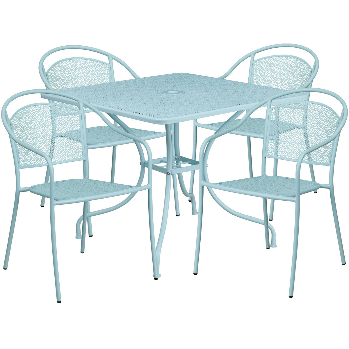 Indoor-Outdoor Steel Patio Table Set with 4 Round Back Chairs X33311