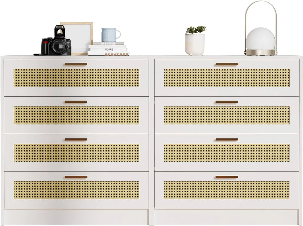 White 4 Drawer Wooden Dresser with Metal Handles Z820275