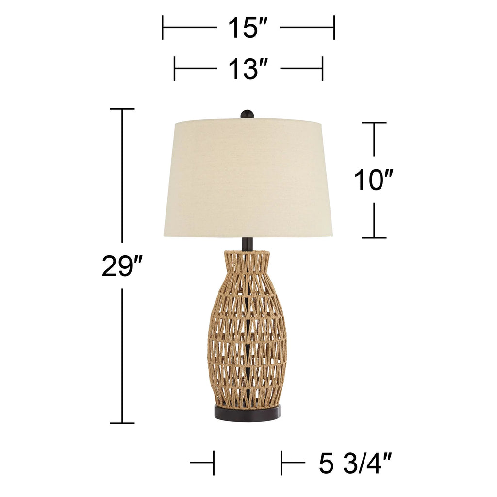 Set of 2 29" Tall Natural Rattan Wicker Table Lamps N91063