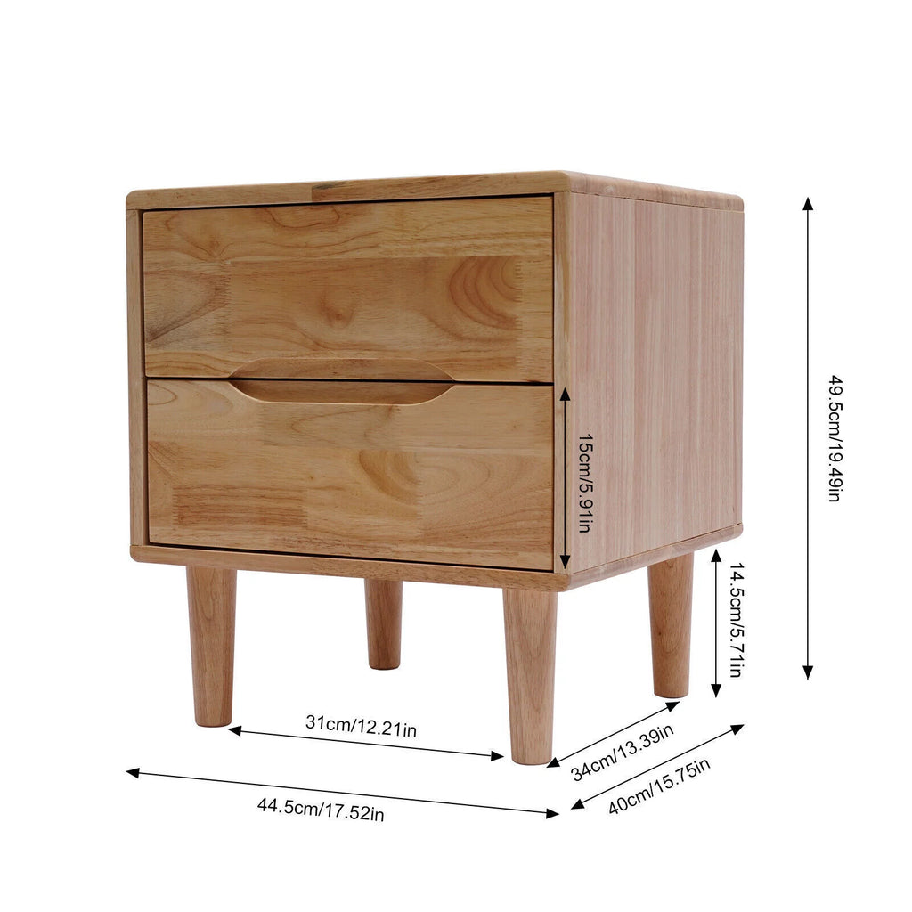 Mid Century Wood Nightstand with 2 Drawers R69606