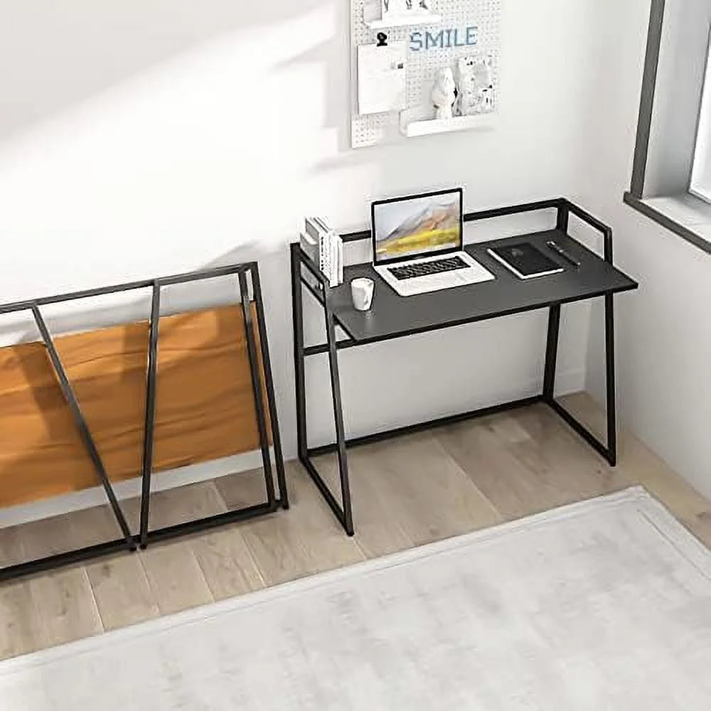 Small Folding Computer Desk 41 inch with Protective Railing I1503