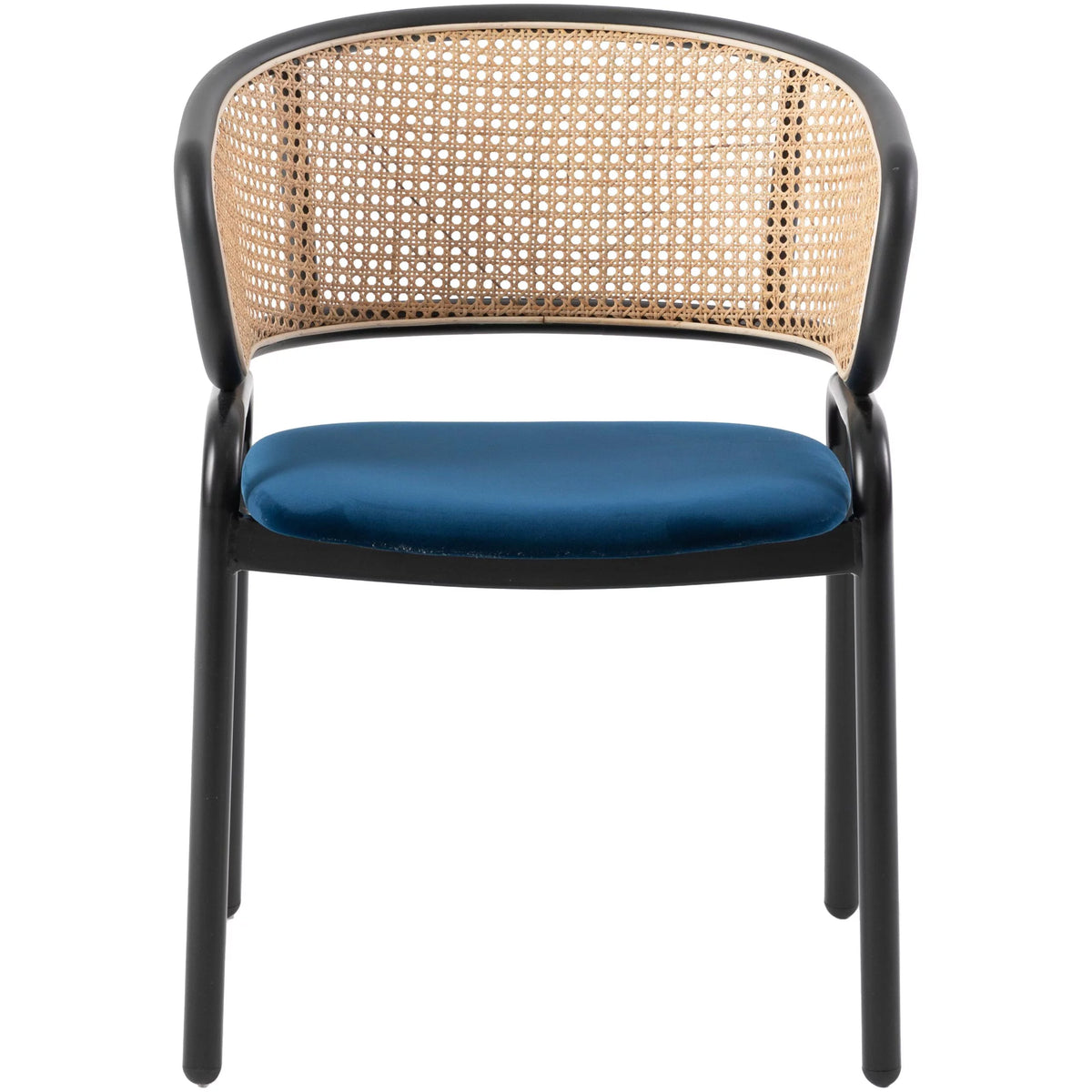 Navy Blue Velvet Wicker Dining Chair Set of 2 W44423