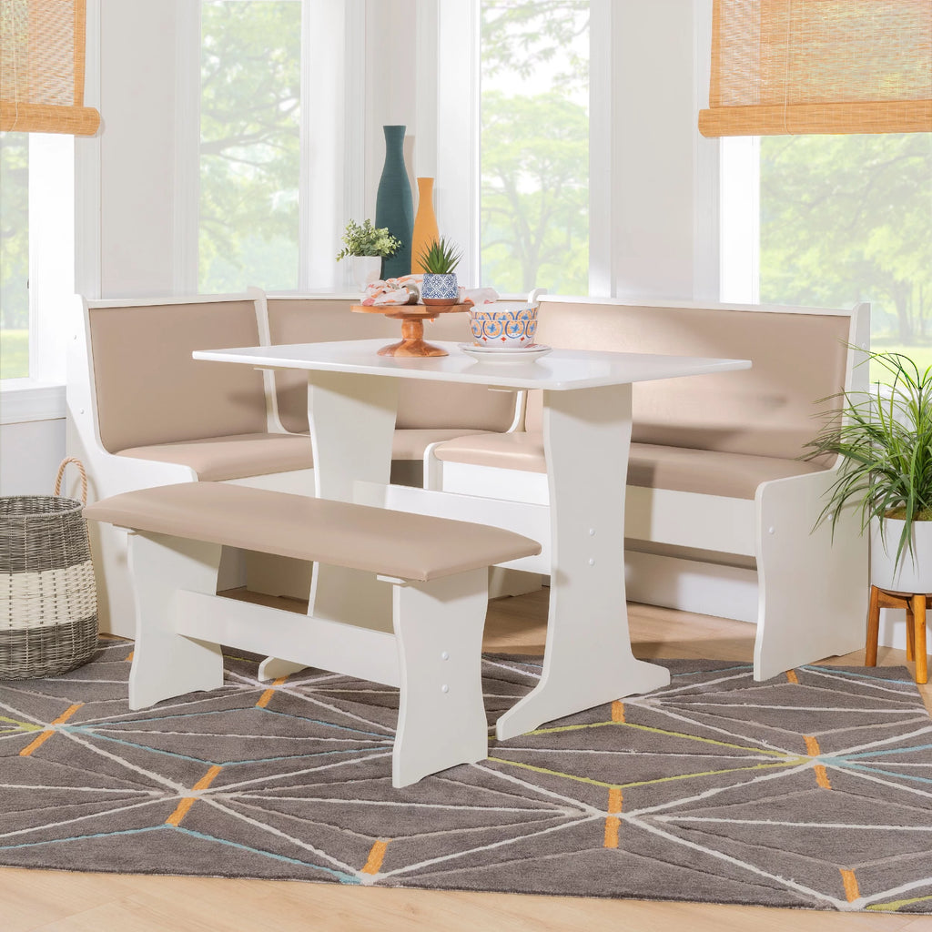 Tan Dining Table and Bench Set with Storage K69973