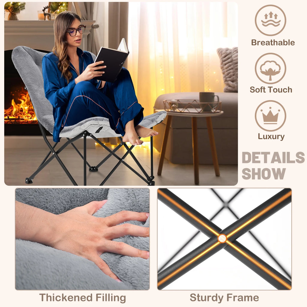 Oversized Folding Camping Chair with Mattress J72663