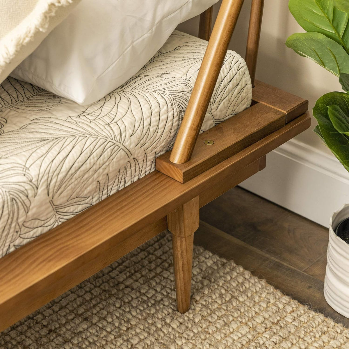 Twin Caramel Solid Wood Platform Bed Z293384