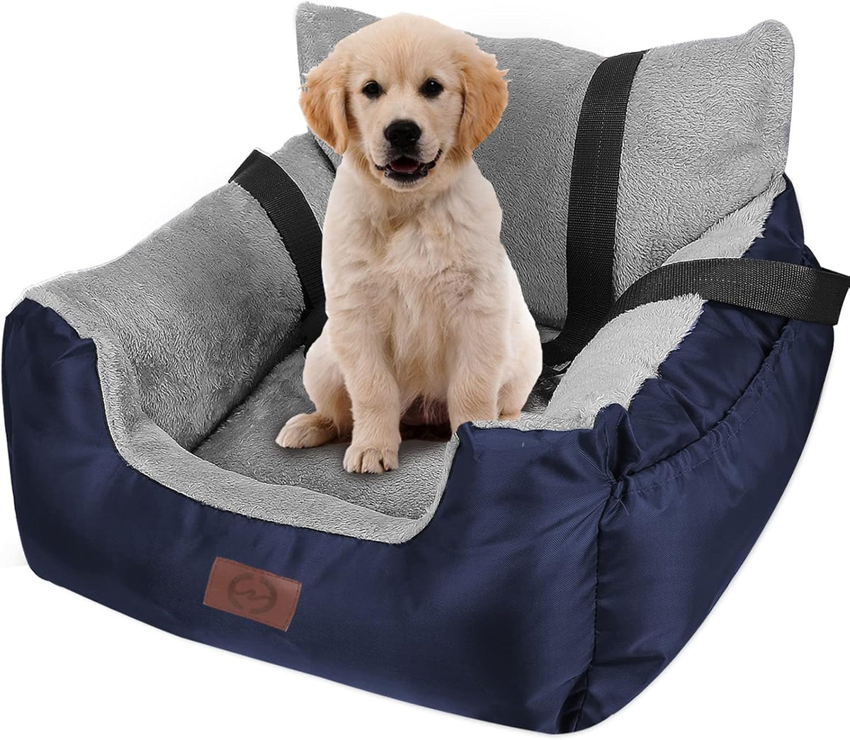 Dog Car Seat with Storage Pocket and Safety Leash, Black Pack of 2 J2614