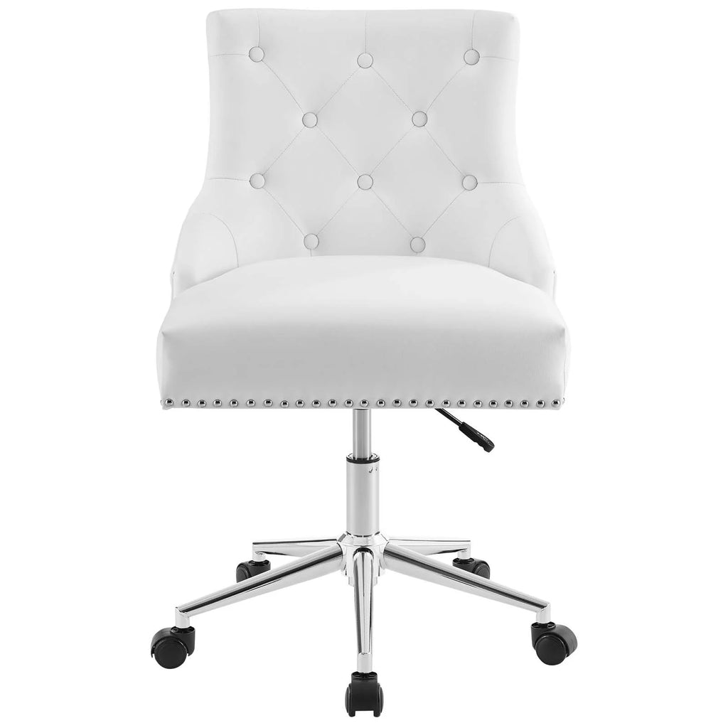 White Faux Vinyl Leather Aluminum Office Chair W7326