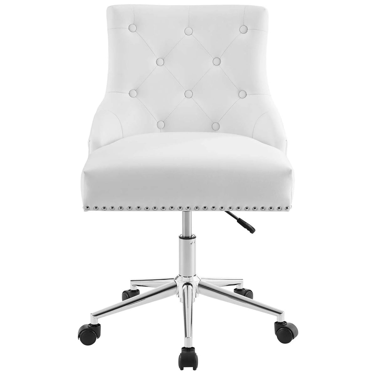 White Faux Vinyl Leather Aluminum Office Chair W7326