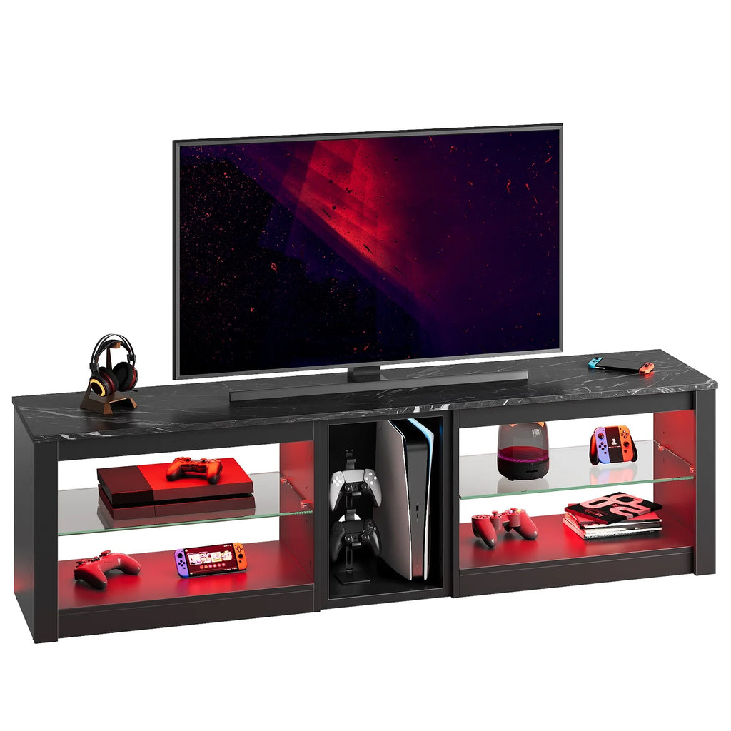 Black Marble TV Stand with LED Light S12331