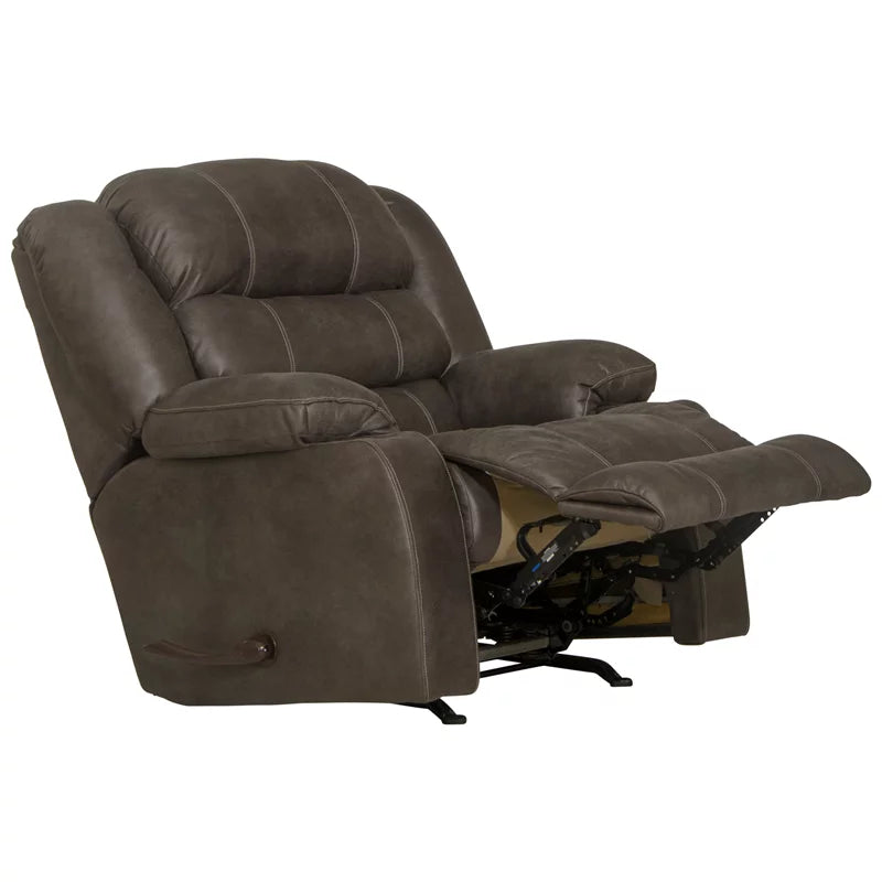 Gray Polyester Rocker Recliner with Dual Cupholders P86132