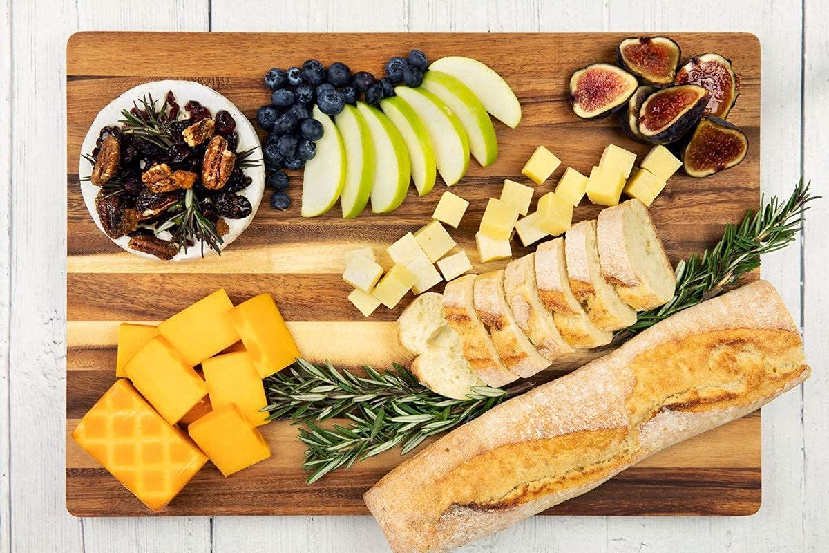 Large Wood Cutting Board 17x12 Inch Reversible Hardwood Pack of 2 N601780