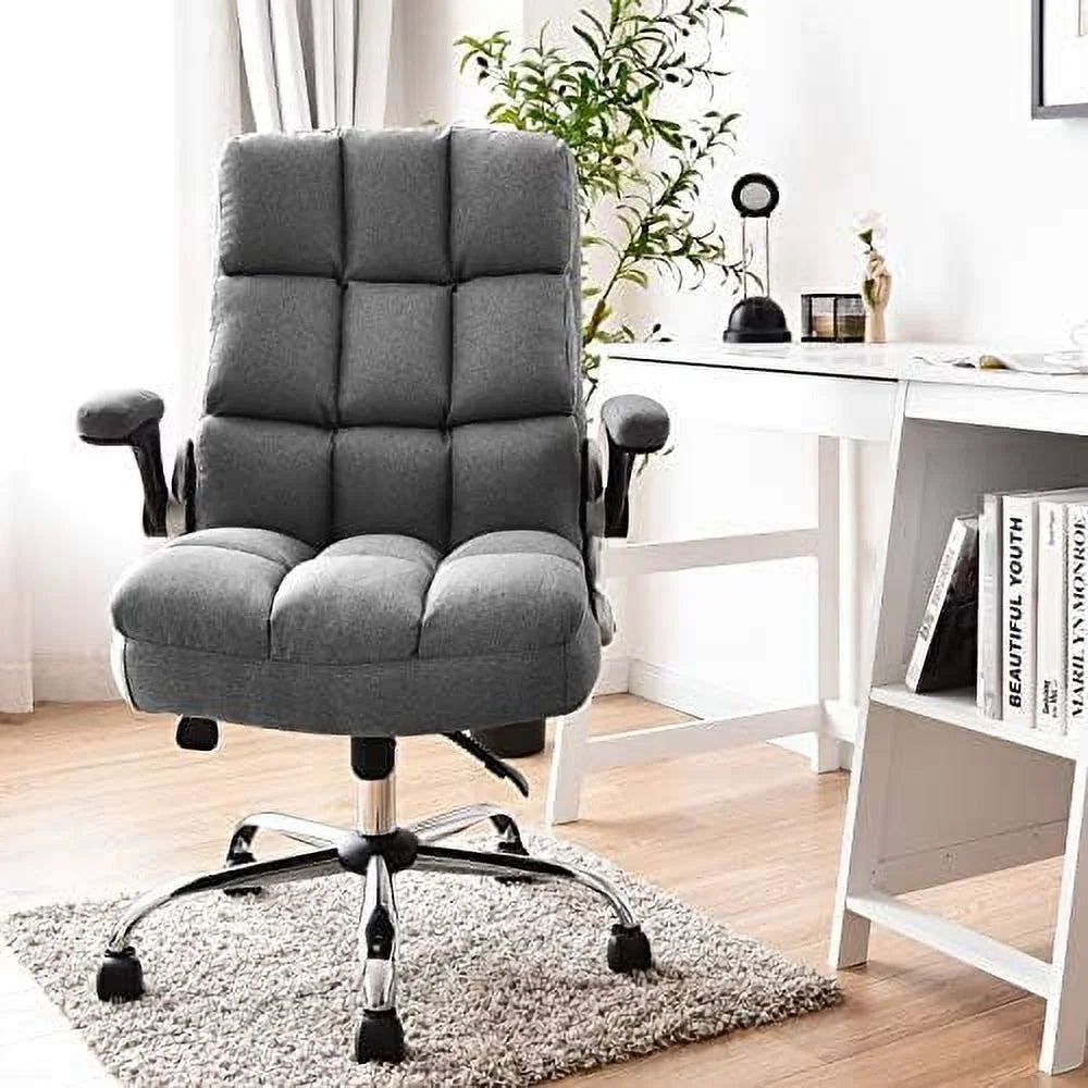 Beige Big and Tall Ergonomic Office Chair with Flip-up Arms 400 LBS Y849