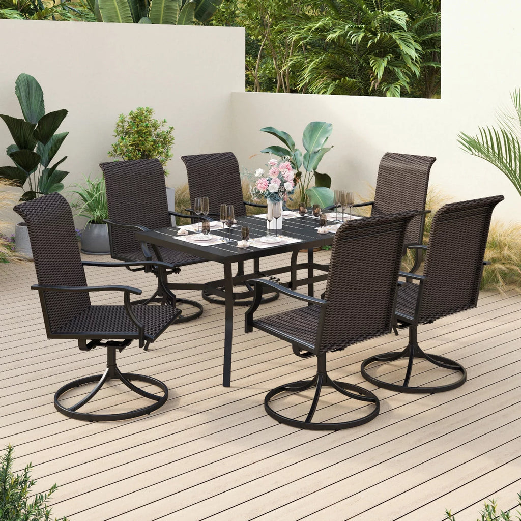 7 Pieces Wicker Rattan Patio Dining Set R403326