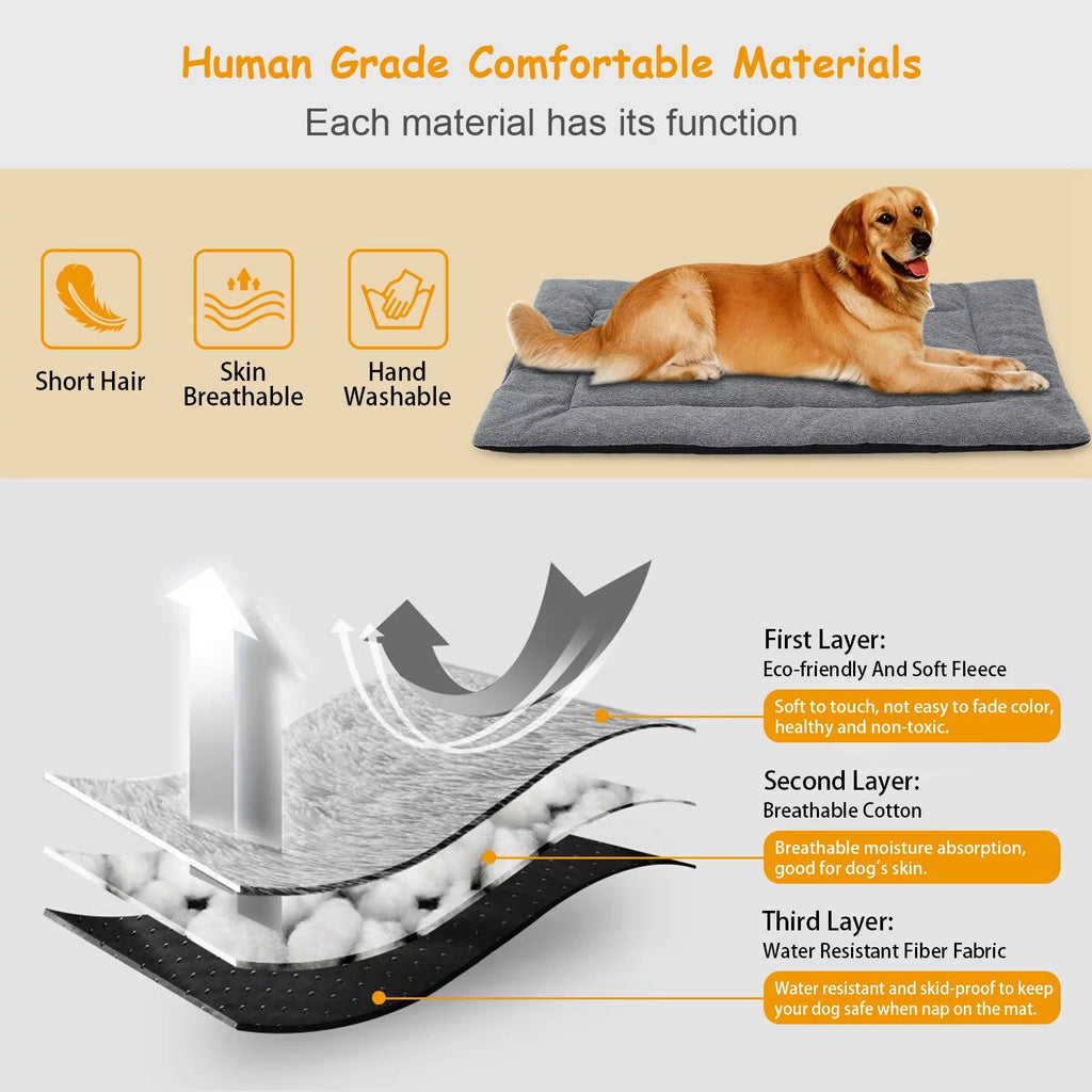 Fleece Dog Bed Mat Reversible Water Resistant Cushion Pad Y722