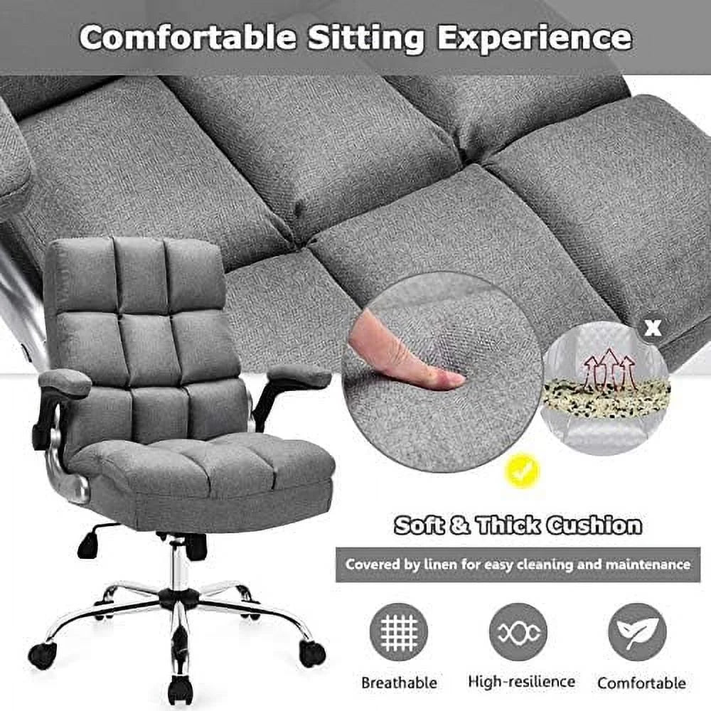 Beige Big and Tall Ergonomic Office Chair with Flip-up Arms 400 LBS Y849