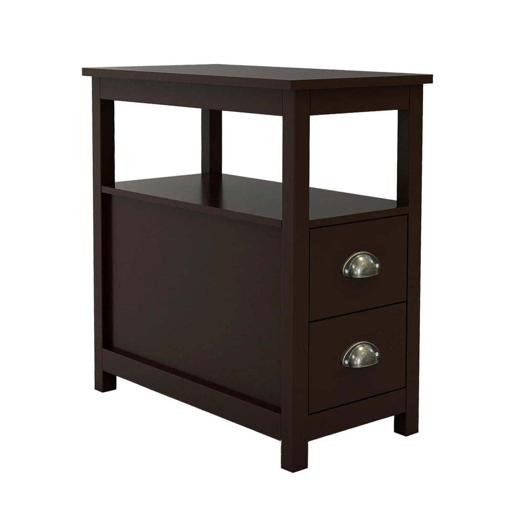 Narrow End Table with 2 Drawers and 1 Open Shelf M204