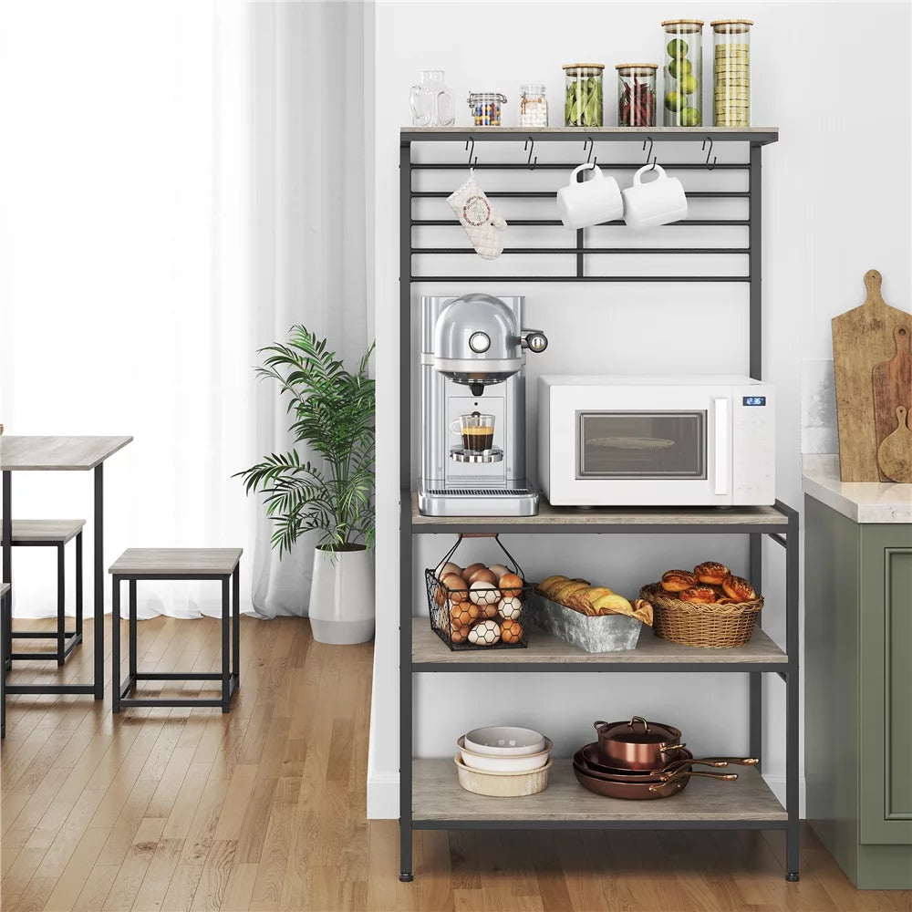 4-Tier Kitchen Baker's Rack with Hooks F742
