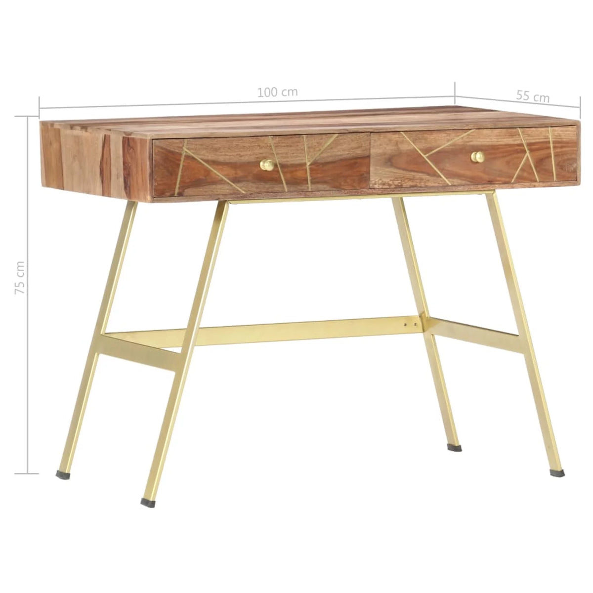 Sheesham Wood Writing Desk with 2 Storage Drawers L45036