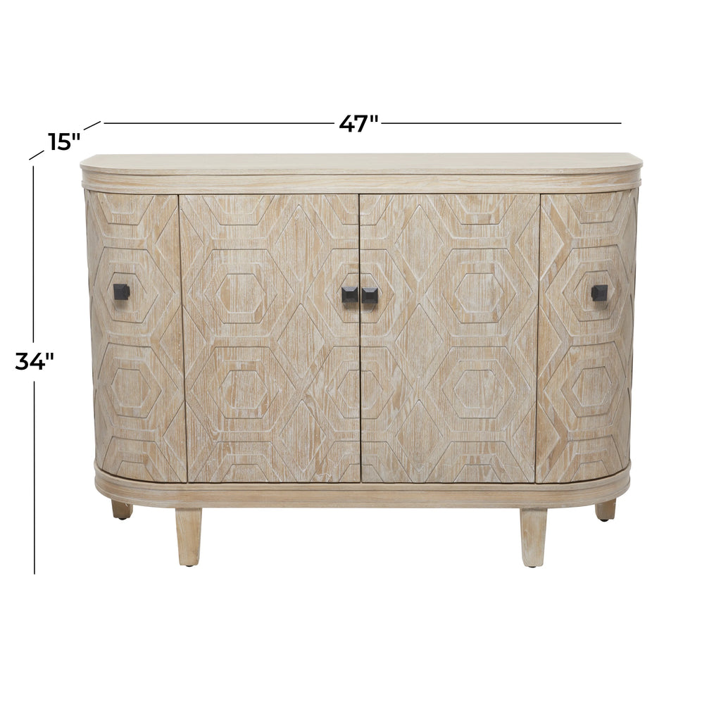 Wood Traditional Cabinet with Hexagonal Pattern L254