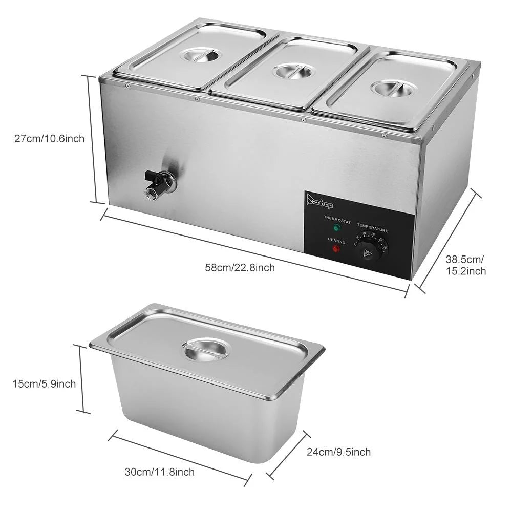 6.9Qt 3-Pan Stainless Steel Food Warmer T453856