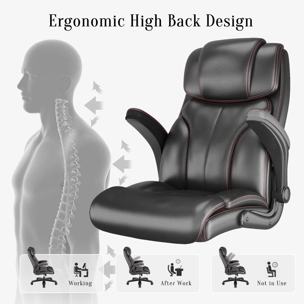 Black PU Leather Ergonomic High Back Swivel Office Chair E1989